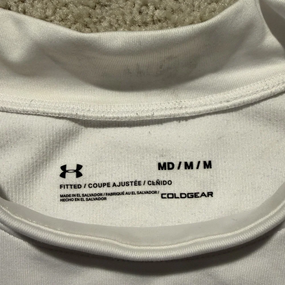 Under Armour Cold Gear Fitted Long Sleeve Shirt Men's Medium White Baselayer